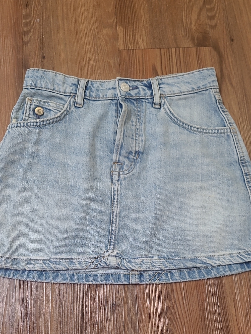 We The Free Light Wash Denim Mini Skirt